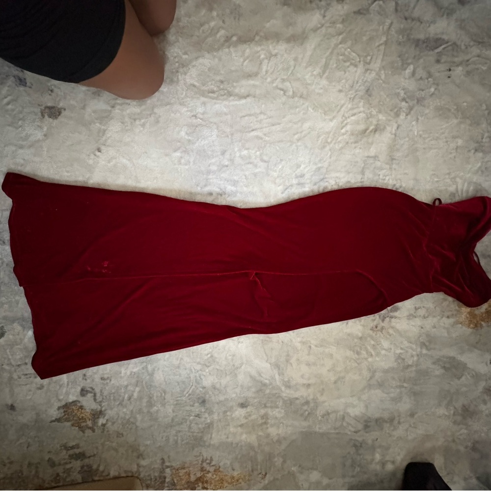 Fashion Nova Rich Red Velvet Dress